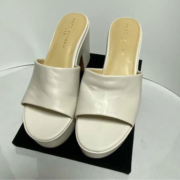 NEW Marc Fisher LTD Platform Mule Slide Ivory Women’s 8.5 - Picture 8 of 16